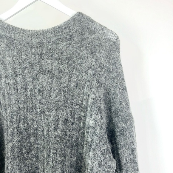 Acne Studios Dramatic Mohair Grey Melange Ribbed Sweater - Picture 4 of 8